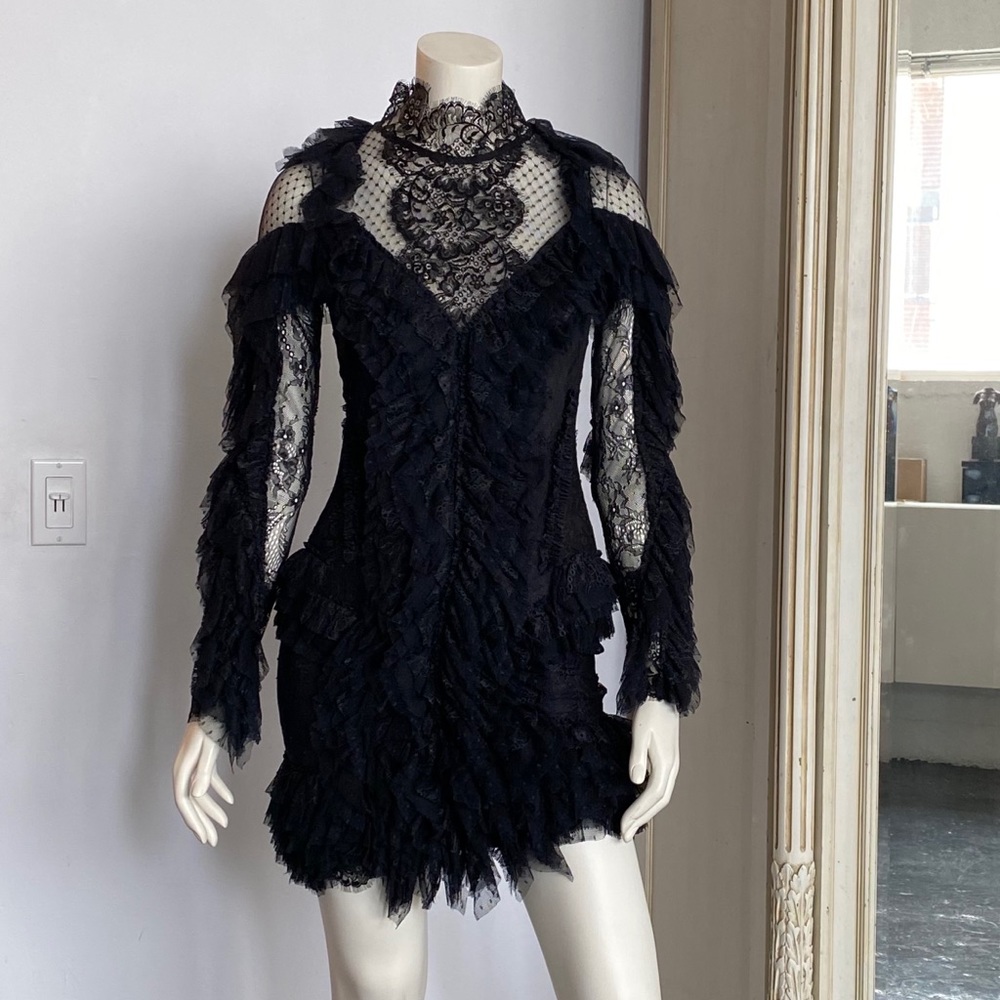 Black lace AMEN couture cocktail dress
